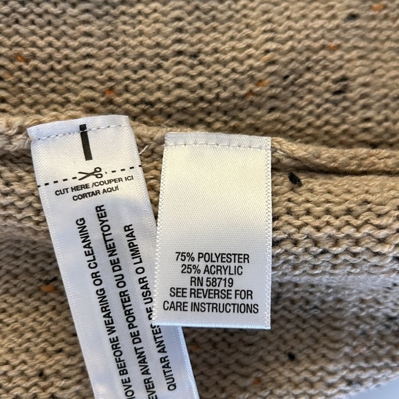 Studio Works Tan Knit Speckled Long Sleeve Cardigan Sweater Size Small - Picture 7 of 7